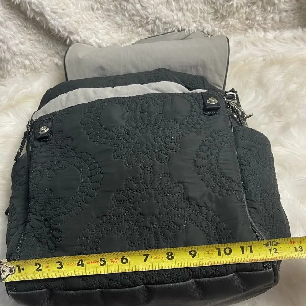 Petunia Pickle Bottom Quilted Black reversible backpack/shoulder diaper bag